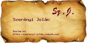 Szerényi Jolán névjegykártya